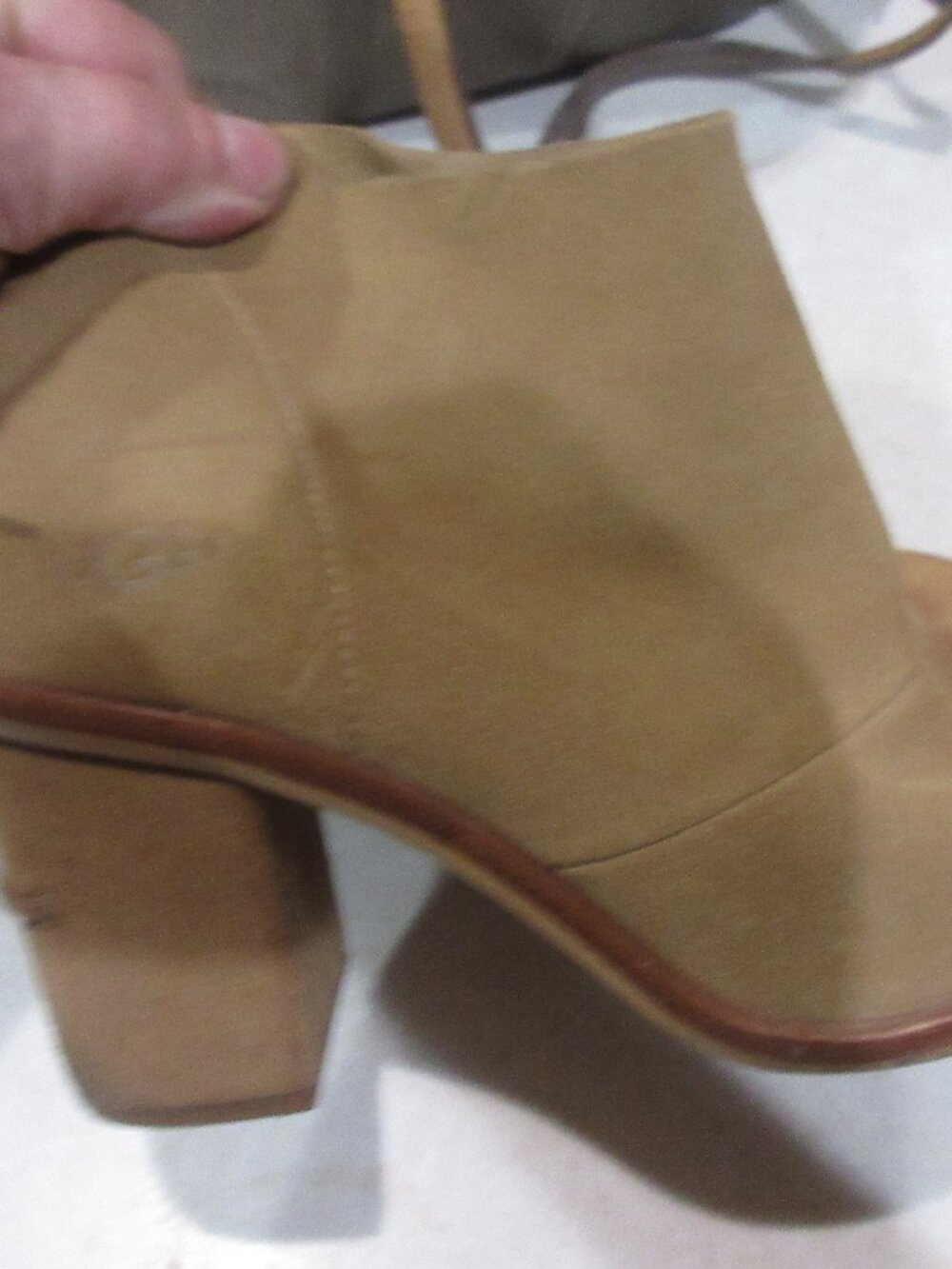 Ugg brown suede peep toe booties ankle zip suede 7